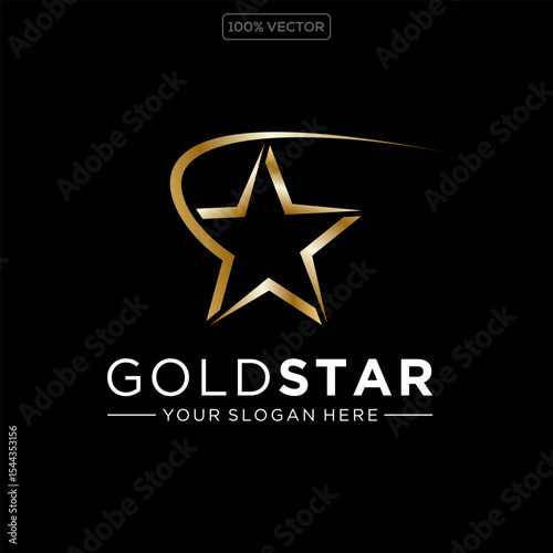 Gold star logo, star logo template stock illustration