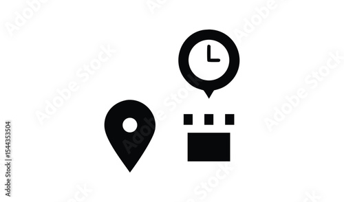 Location time schedule appointment icon set