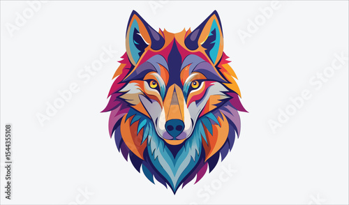 Colorful abstract wolf head illustration