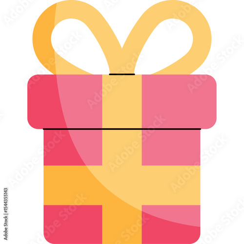 Elegant Gift Box with Ribbon in Flat Design