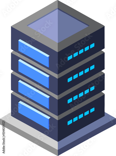 Data Center Server Rack Hosting Vector Icon