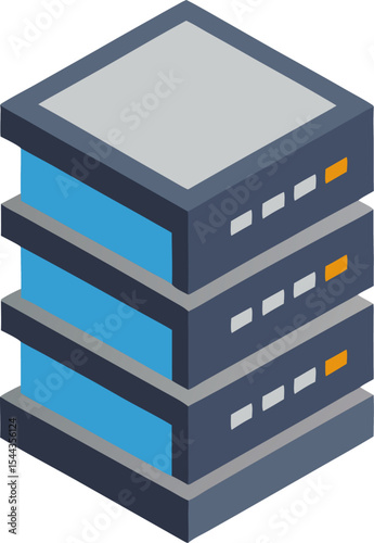 Data Center Server Rack Hosting Vector Icon