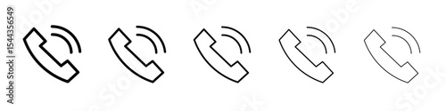 Telephone phone call icon black and white vector sign