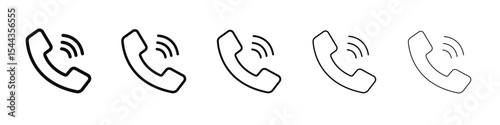 Telephone phone call icon black and white vector sign