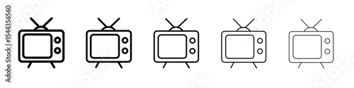 Television icon black and white vector sign