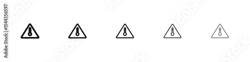 Temperature warning sign icon black and white vector sign