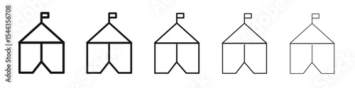 Tent icon black and white vector sign