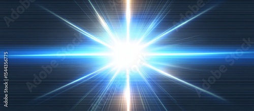 Bright Blue and White Light Burst Radiating Energy Powerful Beams Abstract Background