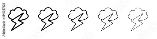 Thunder lightning icon black and white vector sign