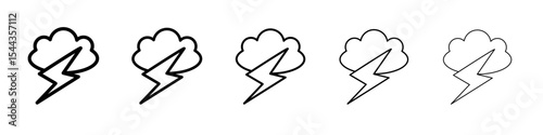 Thunder lightning icon black and white vector sign