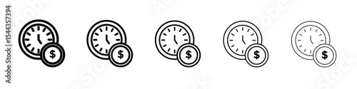 Time is money icon black and white vector sign