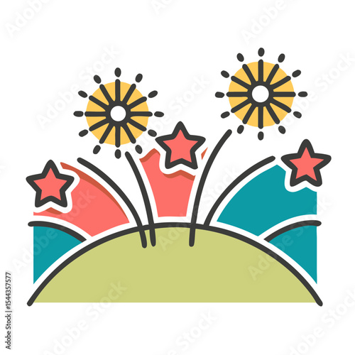 Celebrate with Festive Fireworks A vibrant illustration of exploding fireworks