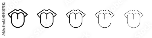 Tongue icon black and white vector sign