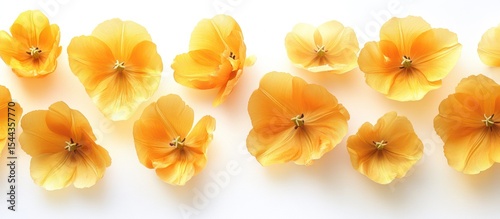 Yellow Tulip Flower Arrangement on White Background