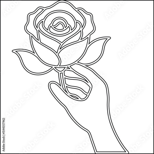 Minimalist line art drawing of a hand gently holding something