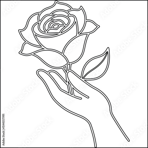 Minimalist line art drawing of a hand gently holding something