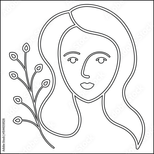 Minimalist line art drawing of a woman s face
