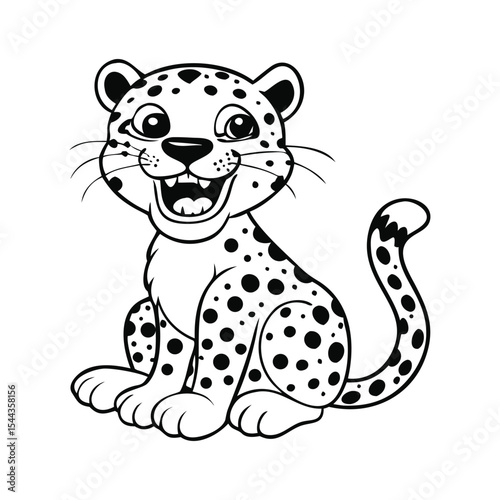 A happy Baby leopard with its spots silhouette vector design.