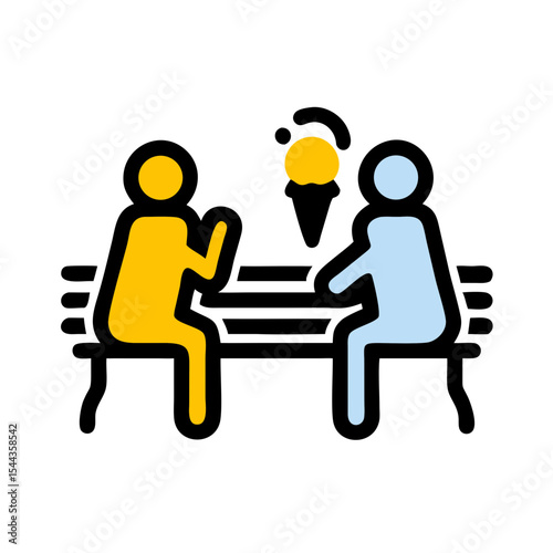 Friends Enjoying Ice Cream Together on a Park Bench