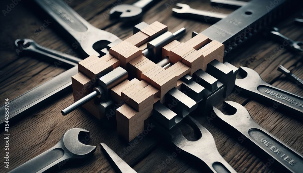 Fototapeta premium Interlocking dovetail with locking pin