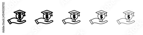 tuition fee icon black and white vector sign