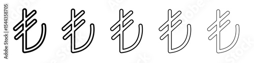 Turkish lira icon black and white vector sign