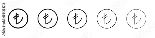 Turkish lira icon black and white vector sign