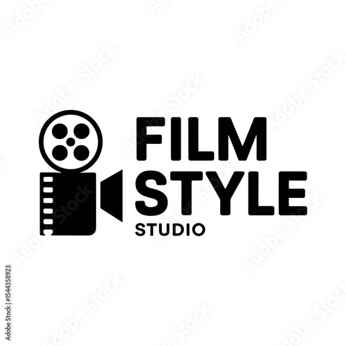 Minimal Film Studio Logo Design – Retro Camera Reel Icon for Video Production Branding