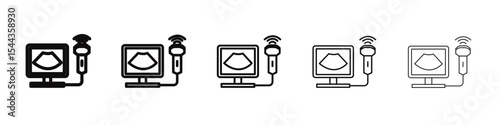 Ultrasonography icon black and white vector sign