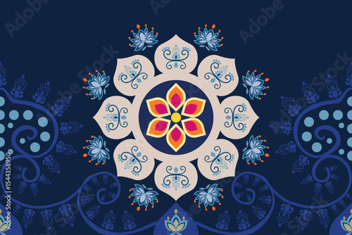 Ethnic Mandala Pattern with Indian and Pakistani Truck Art