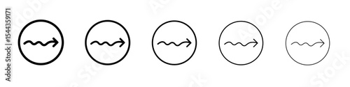 undulating arrow icon black and white vector sign