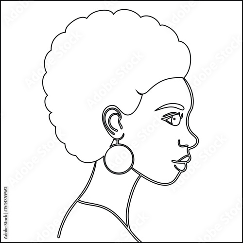 Minimalist line art portrait of a black woman