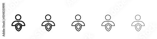 User protection shield icon black and white vector sign
