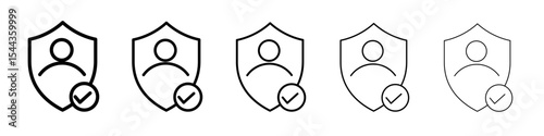 User protection shield icon black and white vector sign