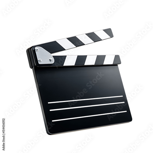 Realistic 3d render of a clapperboard isolated on transparent background