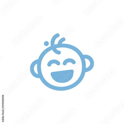 Cute and Cheerful Baby Logo. Line Style for Babycare Products