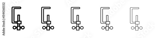 Vice clamp icon black and white vector sign