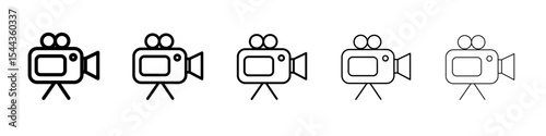 Video camera icon black and white vector sign