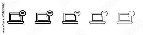 Video chat conference icon black and white vector sign