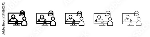 Video conference icon black and white vector sign