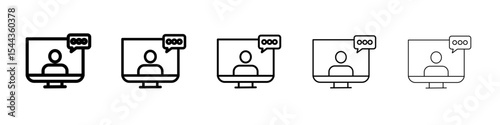 Video chat icon black and white vector sign