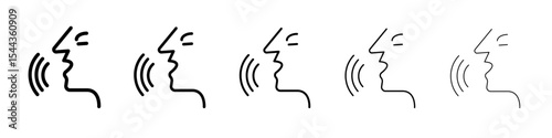 Voice recognition icon black and white vector sign
