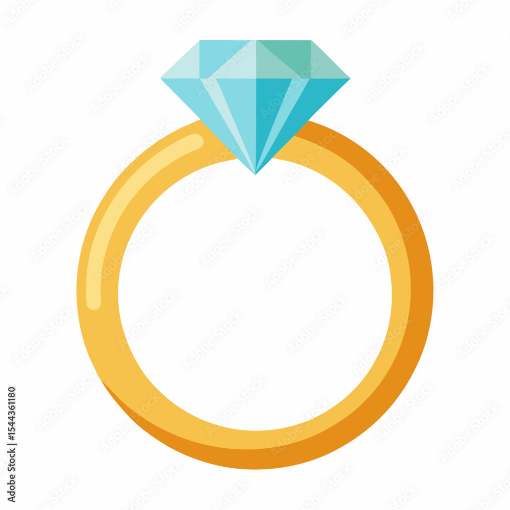 Diamond Solitaire Ring Vector on White Diamond Solitaire Ring Vector on White