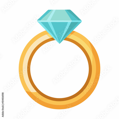 Diamond Solitaire Ring Vector on White