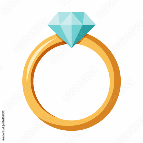 Diamond Solitaire Ring Vector on White