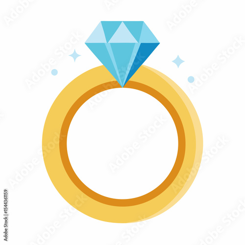 Diamond Solitaire Ring Vector on White