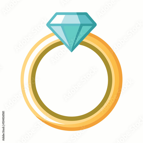 Diamond Solitaire Ring Vector on White
