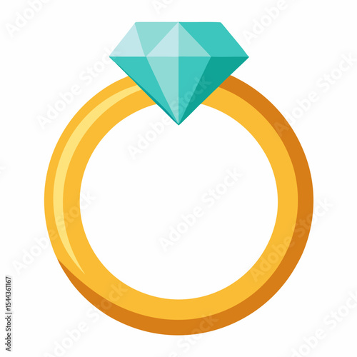 Diamond Solitaire Ring Vector on White