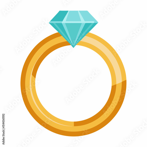 Diamond Solitaire Ring Vector on White