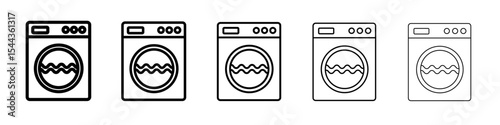 Washing machine icon black and white vector sign